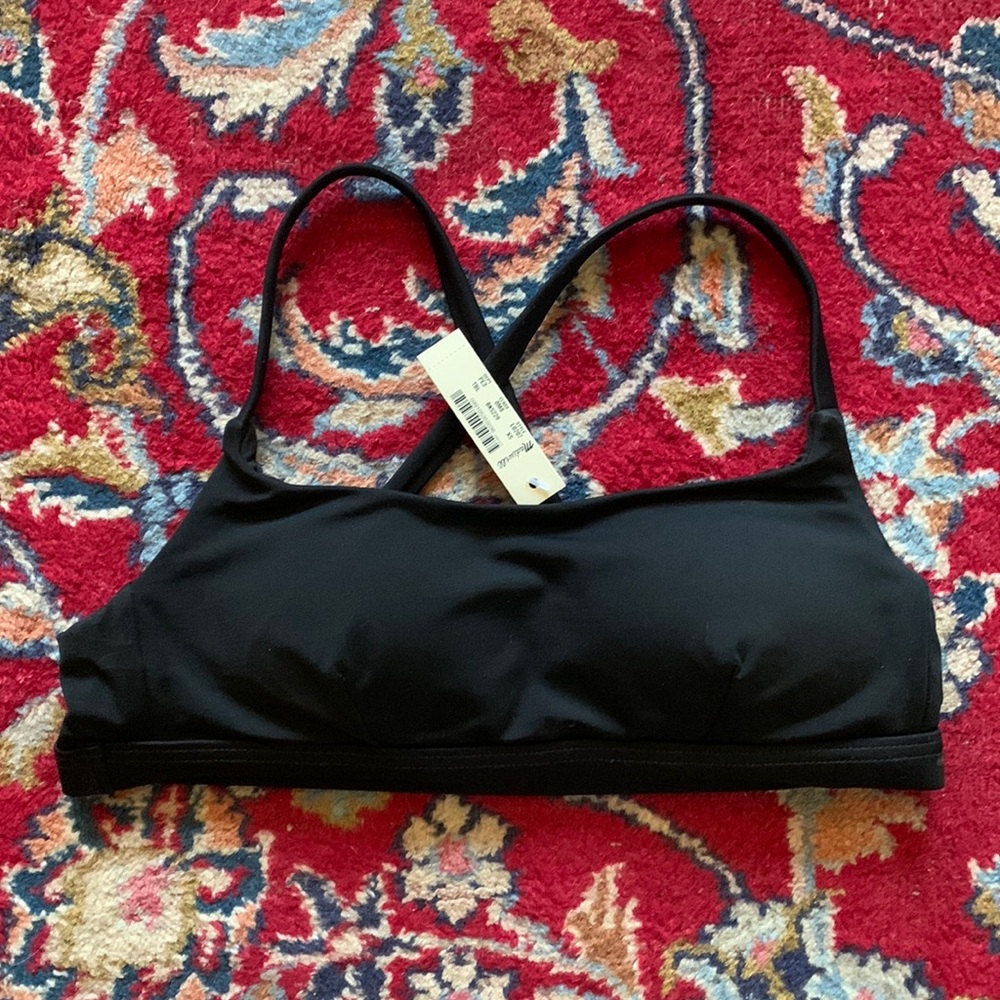 Madewell Second Wave Sport Bikini Top- Black XS NWT
